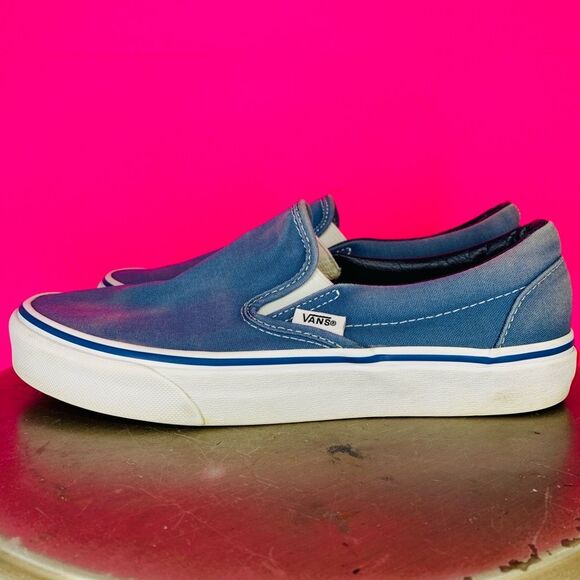 Vans Classic Blue Canvas Slip On Sneaker Sz 7.5 - Picture 3 of 8